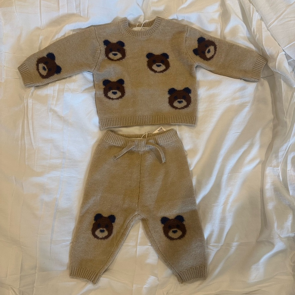 Zara Kids Tan Bear Matching Set